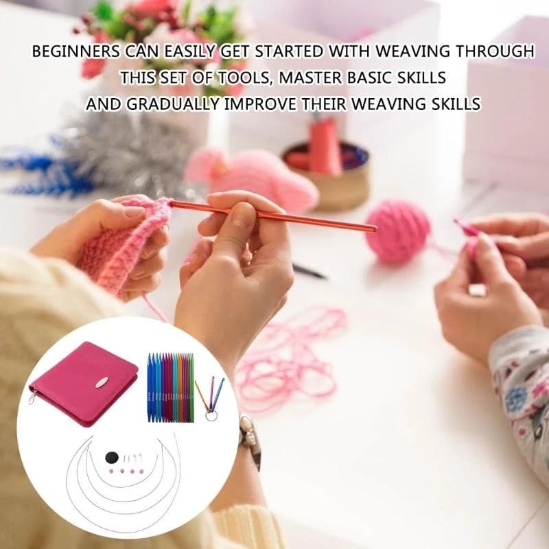 E8BD 9 Pairs of Interchangeable Circular Knitting Needle Set for Knitting Sweater Sock, Metal Circular Knitting Needle Set