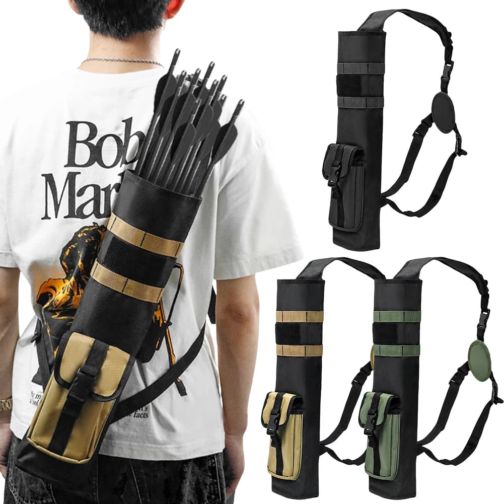 Archery Quiver with Molle System Pocket Back Arrow Quiver Dual Use Lightweight Arrow Holder for Target Hunting