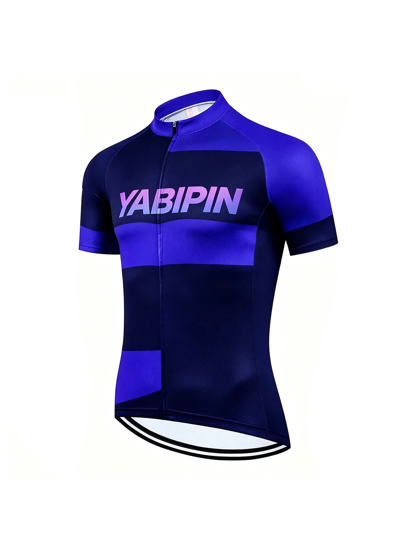 Men‘s Short Sleeve Cycling Jersey, Stand Collar Full Zip Breathable Quick Dry Lightweight Bike Top