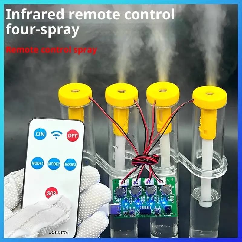Type C DC 5V 4 Spray Humidifier Module Enhanced RF Infrared Remote for Efficient Kitchen Moisture Balance