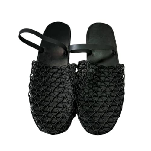 Baotou in pelle back trip con sandali piatti con rete da pesca Scarpe romane 25 nuove mezze pantofole da spiaggia comode estive AD1136