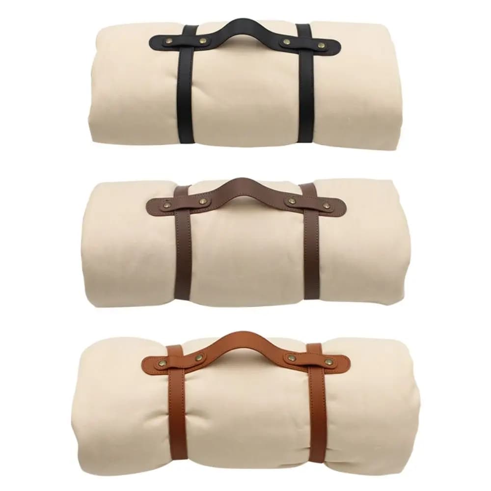 Heavy Duty Belt with Handle Shoulder Strap Adjustable Picnic Mat for Yoga PU Leather Covered Door