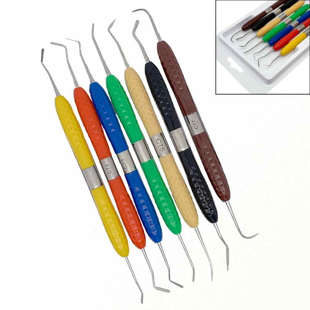 Set di 7 Pezzi per Riempimento Dentale in Resina con Manico in Silicone, Kit di Restauro Estetico con Spatola e Strumenti per Resina