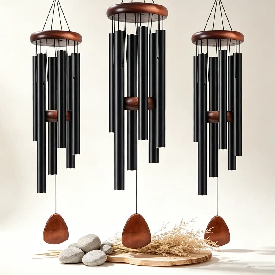 1pc Aluminum Tube Wind Chime, Matte Black Metal Wind Chimes, Outdoor Hanging Ornament for Patio, Garden, Backyard, Balcony XJM