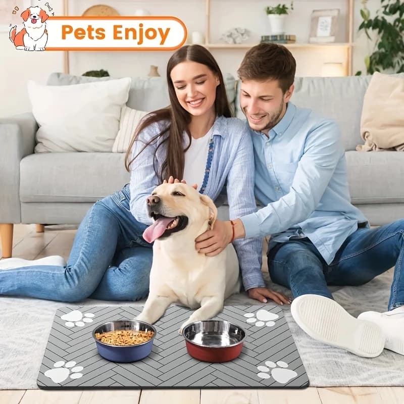 Tappetino impermeabile per cibo per cani-tovaglietta per cibo e ciotola d'acqua, supporto in gomma, assorbente, antiscivolo, resistente, facile da pulire