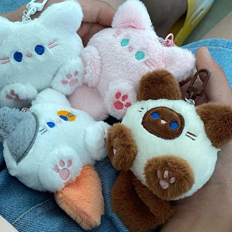 [HF] Nuovo Portachiavi Peluche Gatto Kawaii Morbido, Giocattolo Animale Imbottito, Ciondolo per Borsa/Auto, Regalo di Compleanno per Bambini