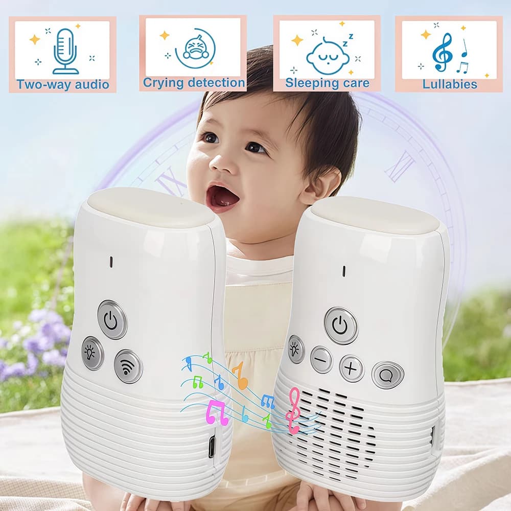 Baby monitor wireless da 2,4 Ghz Piccolo baby monitor audio portatile Funzione audio bidirezionale Citofono Batteria ricaricabile