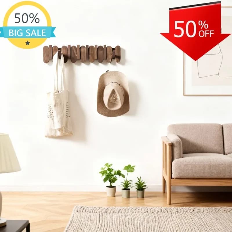 Appendiabiti da Parete di Lusso in Legno di Noce, Ganci per Vestiti, Zaini, Cappotti e Pantaloni, Arredamento Interno per Camera da Letto