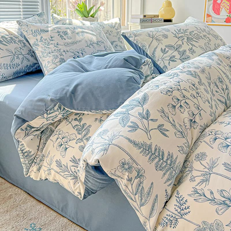 2026 Copripiumino singolo in cotone lavato doppio filato Semplice vento Ins Vento Piccolo floreale Versione coreana Piumino Biancheria da letto delicata sulla pelle