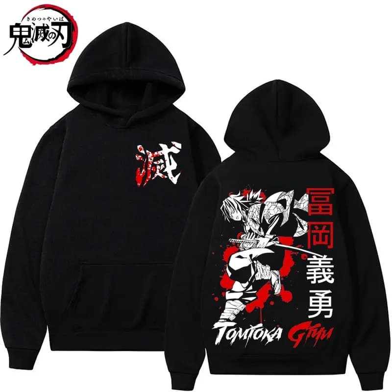 Demon Slayer Tomioka Giyu Felpe con cappuccio Uomo Donna Moda Felpe stampate Casual Harajuku Streetwear Pullover con cappuccio Sudaderas