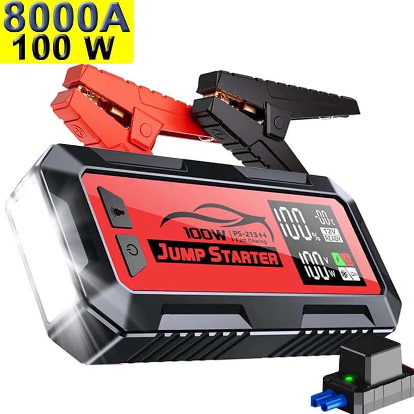 Powerful 8000a 100w 24000mah Laptop Jumper Super Condenser Professional 12v Charger Booster Accumulators and Reserve Charger Jump Starter Battery for Cars