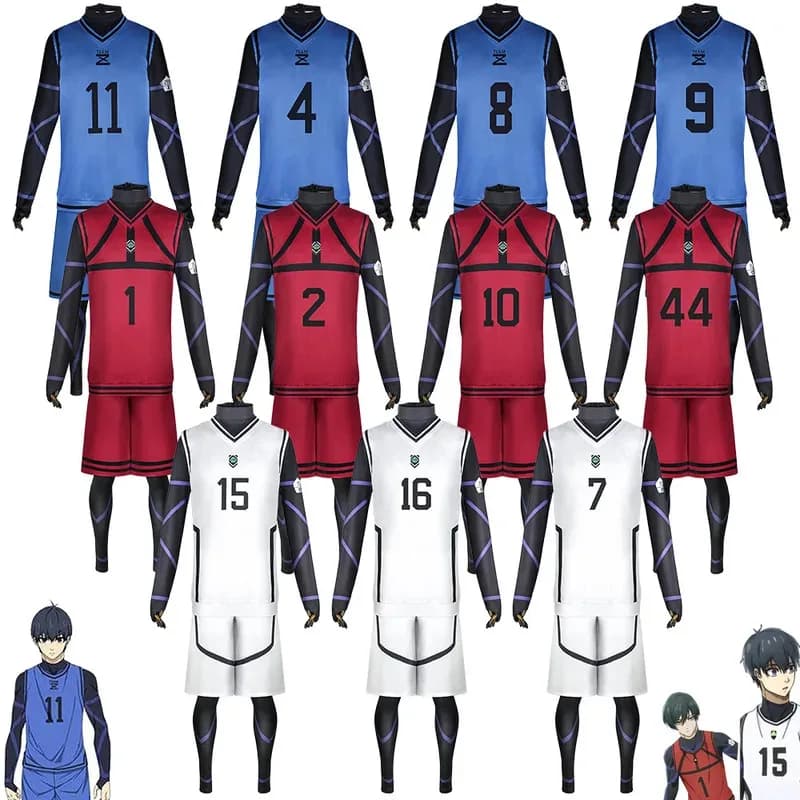 ♥ Nuova Maglia Anime Blue Lock 2026, Abbigliamento Sportivo da Calcio, T-Shirt Uomo, Costume Cosplay Isagi Yoichi, Chigiri Rensuke, Kunigami