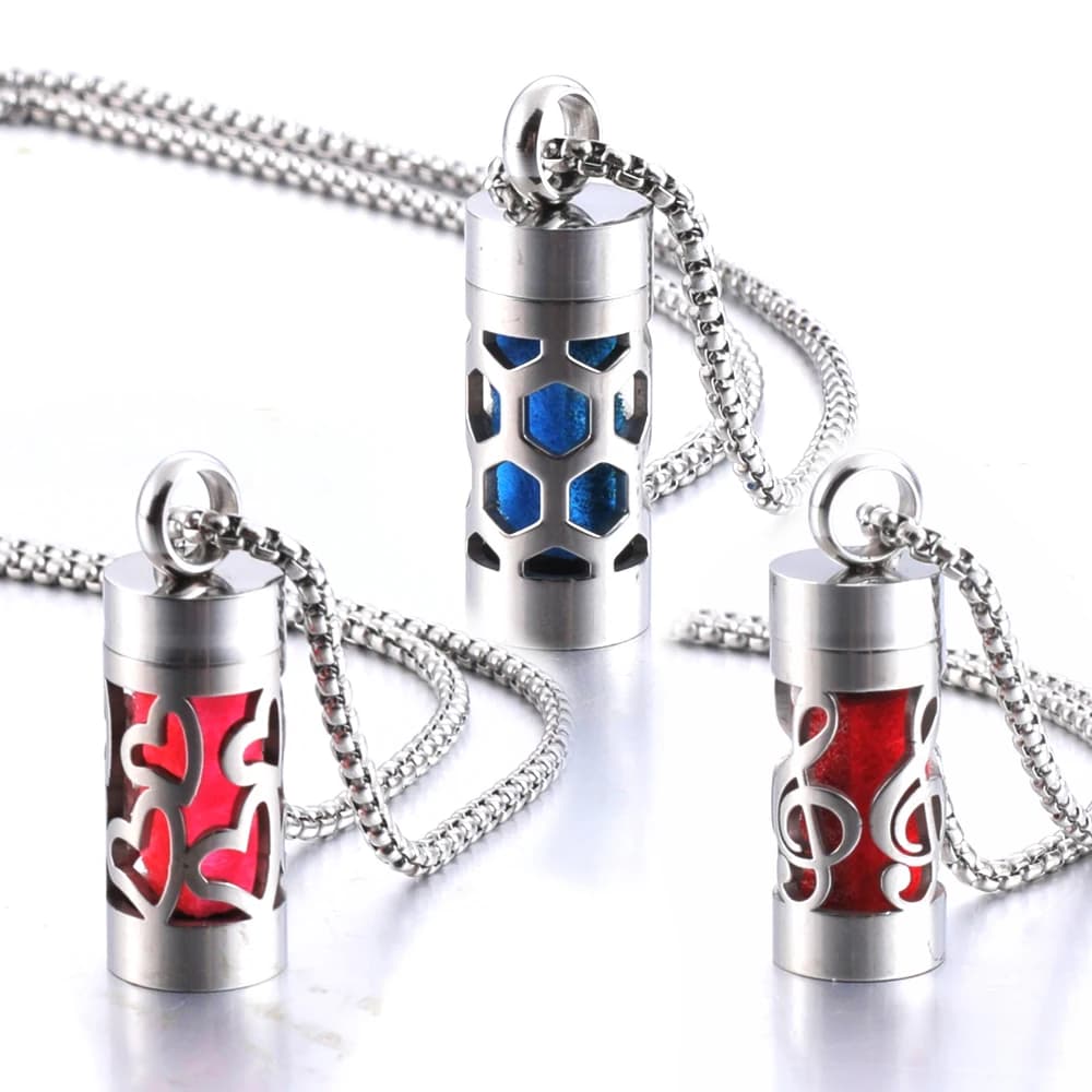 Collana con aromaterapia in acciaio inossidabile a strisce diffusore di profumo diffusore di olio essenziale collana con ciondolo accessori per gioielli ciondolo