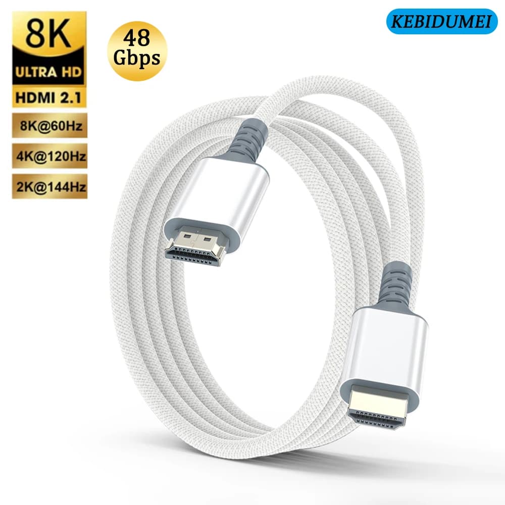 HDMI cable 2.1 8K/60Hz 4K/120Hz 48Gbps High speed video cable HDR VRR dynamic transmission cable for PS5 PC TV projector