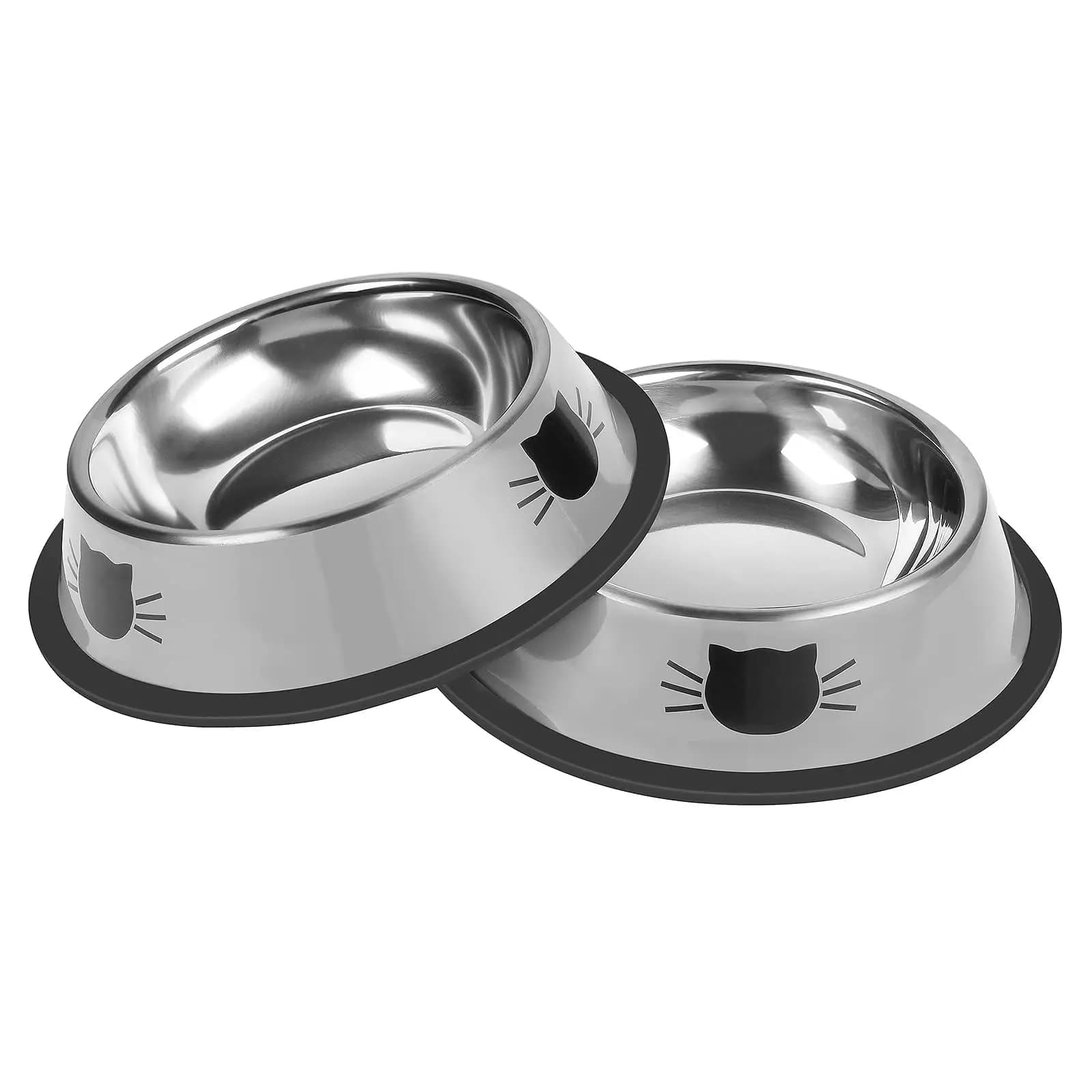 15.5cm(6.10inch) Stainless Steel Pet Bowl Non Slip Dog Cat Food Water Bowl Metal Feeding Dish for Puppy Kitten Small Medium Pets