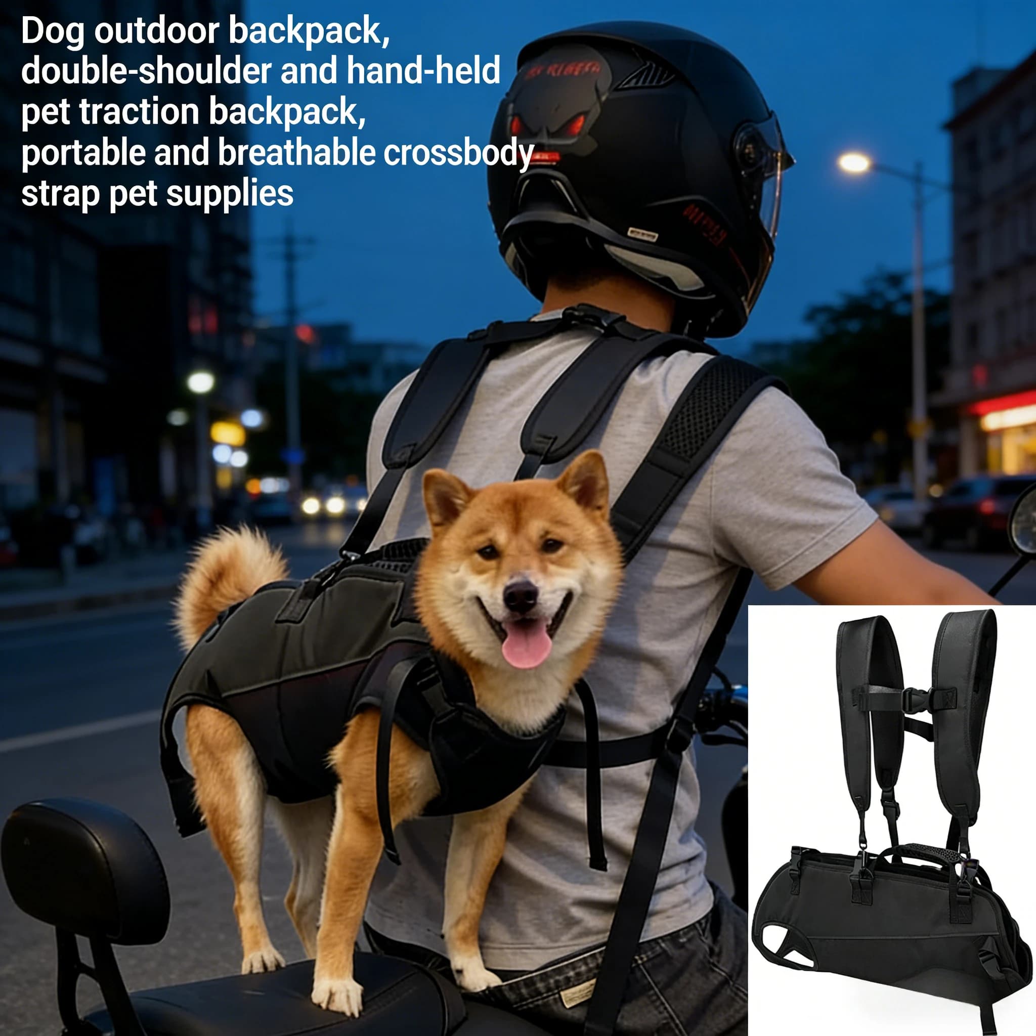 Zaino Traspirante per Cani, Borsa a Tracolla per Viaggi e Passeggiate all'Aperto, Sicura e Confortevole