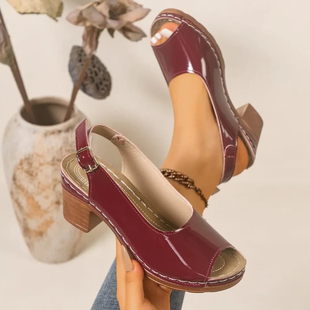 2026 New Women Heel Sandals Elegant Fish Mouth Shoes Women Open Toe Buckle Chunky Heels Summer Female Sandals