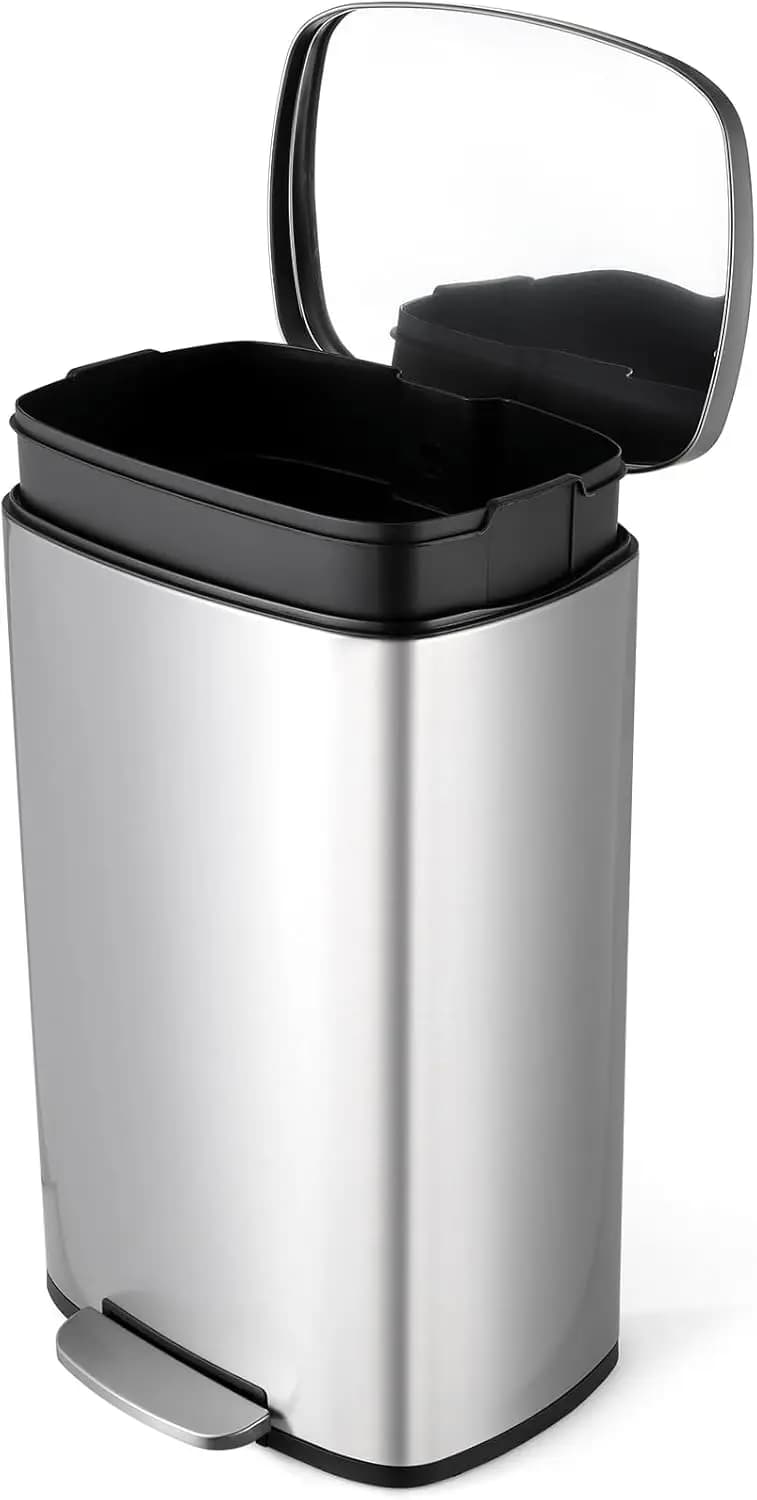 Cestino per Rifiuti da Cucina da 8 Galloni, Bidone per Riciclaggio da 30L, Acciaio Inossidabile Spazzolato, Chiusura Morbida, Pedale, Secchio Rimovibile, per Casa e Ufficio