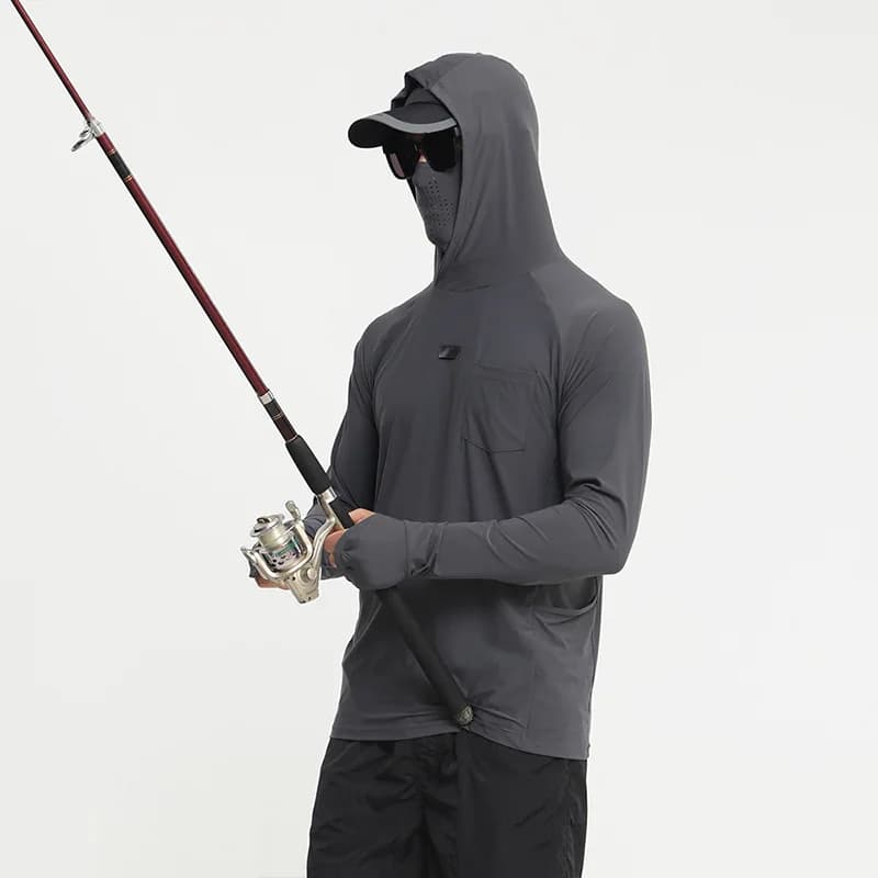 Protezione solare da uomo Caccia Cappuccio da pesca Camicia Vela Maschera traspirante Resistente ai raggi UV Asciugatura rapida Protezione solare da pesca all'aperto Vestire