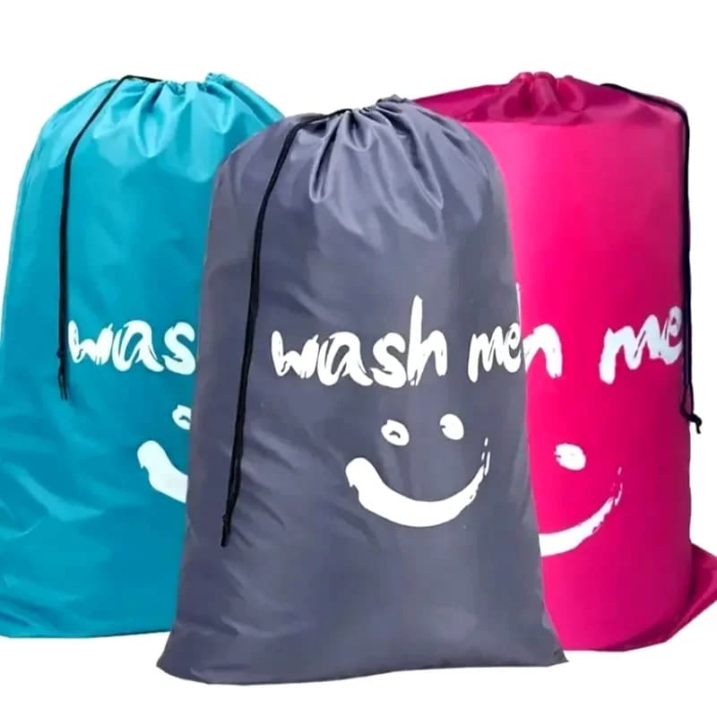 Smiley print laundry bag storage bag drawstring dirty clothes bag