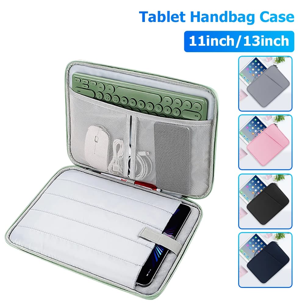 Borsa per tablet portatile da 11-13 pollici, custodia impermeabile e antiurto per tablet, borsa a mano per iPad Pro Air Xiaomi Samsung, custodia da trasporto