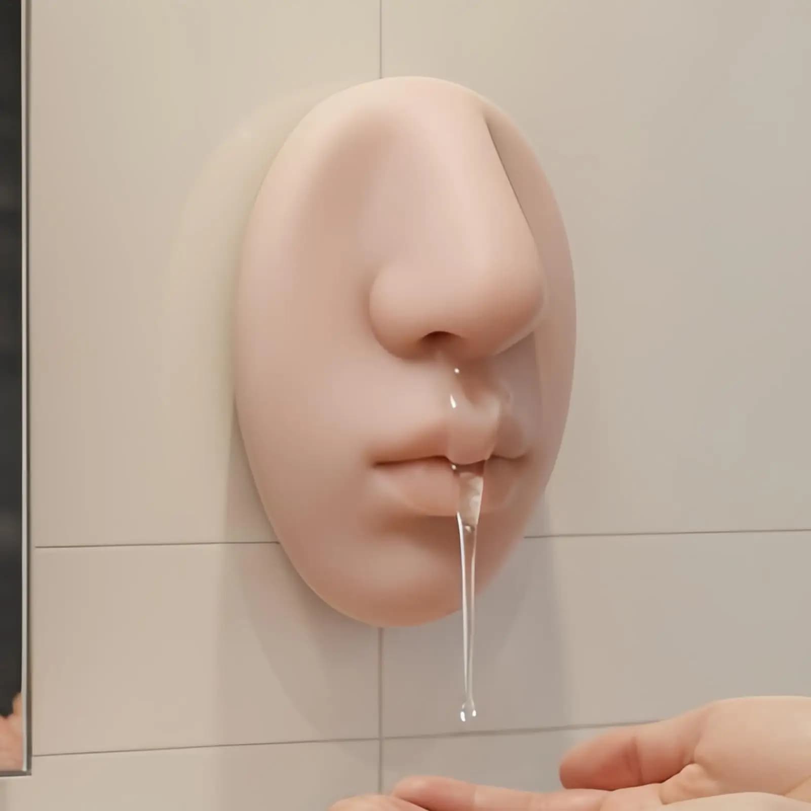 Dispenser di sapone a forma di naso Dispenser di sapone per le mani Dispenser di sapone per le mani realistico comprimibile per scherzi per la decorazione della parete del bagno