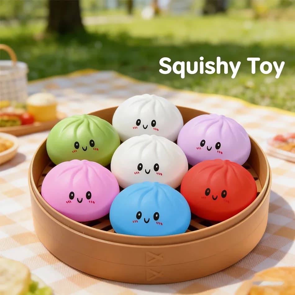 Squishy a forma di raviolo, simpatico e colorato, giocattolo antistress a lenta risalita per bambini e adulti, regalo anti-ansia