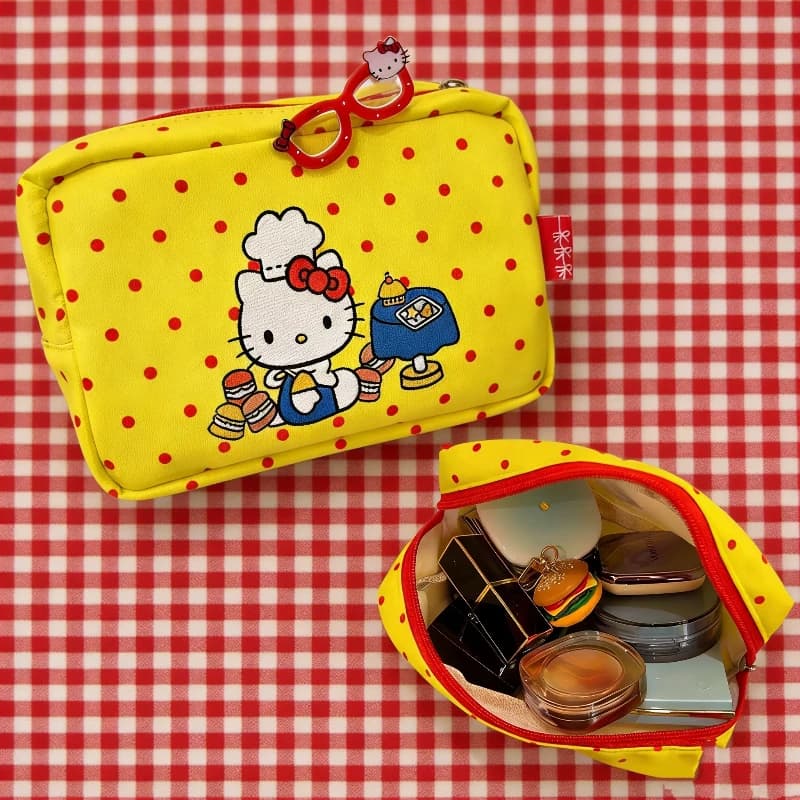 Borsa Sanrio Hellokitty in stile giapponese per ragazze, di grande capacità, carina, in tela, per trucchi, astuccio per cosmetici, astuccio per matite, regalo per ragazze
