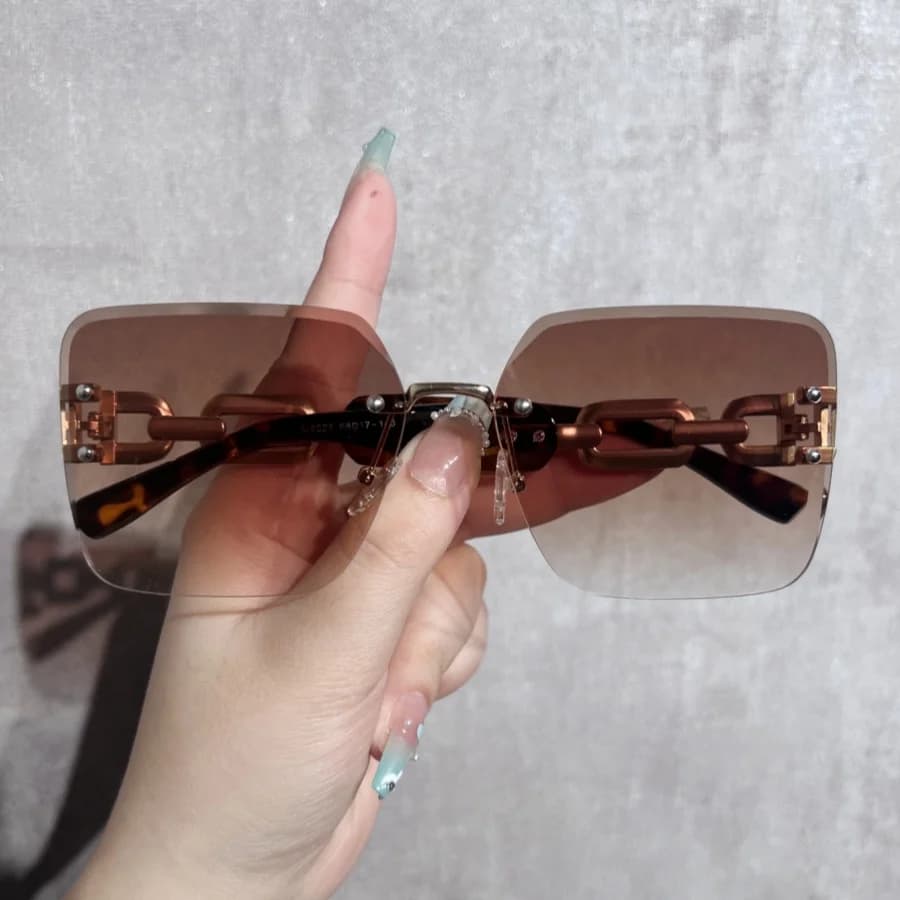 1 piece fashion women's fashion glasses new style frameless square hinge metal design trendy and elegant party gift daily collection