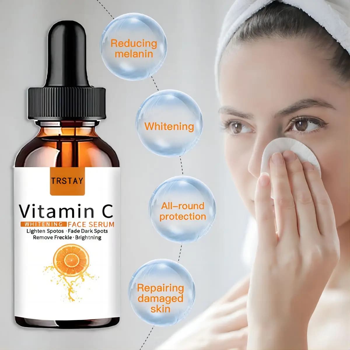 Natural vitamin serum Whitening of the dark spots of the original face Lights the moisturizing VC essence for Korean skin care of stretch marks