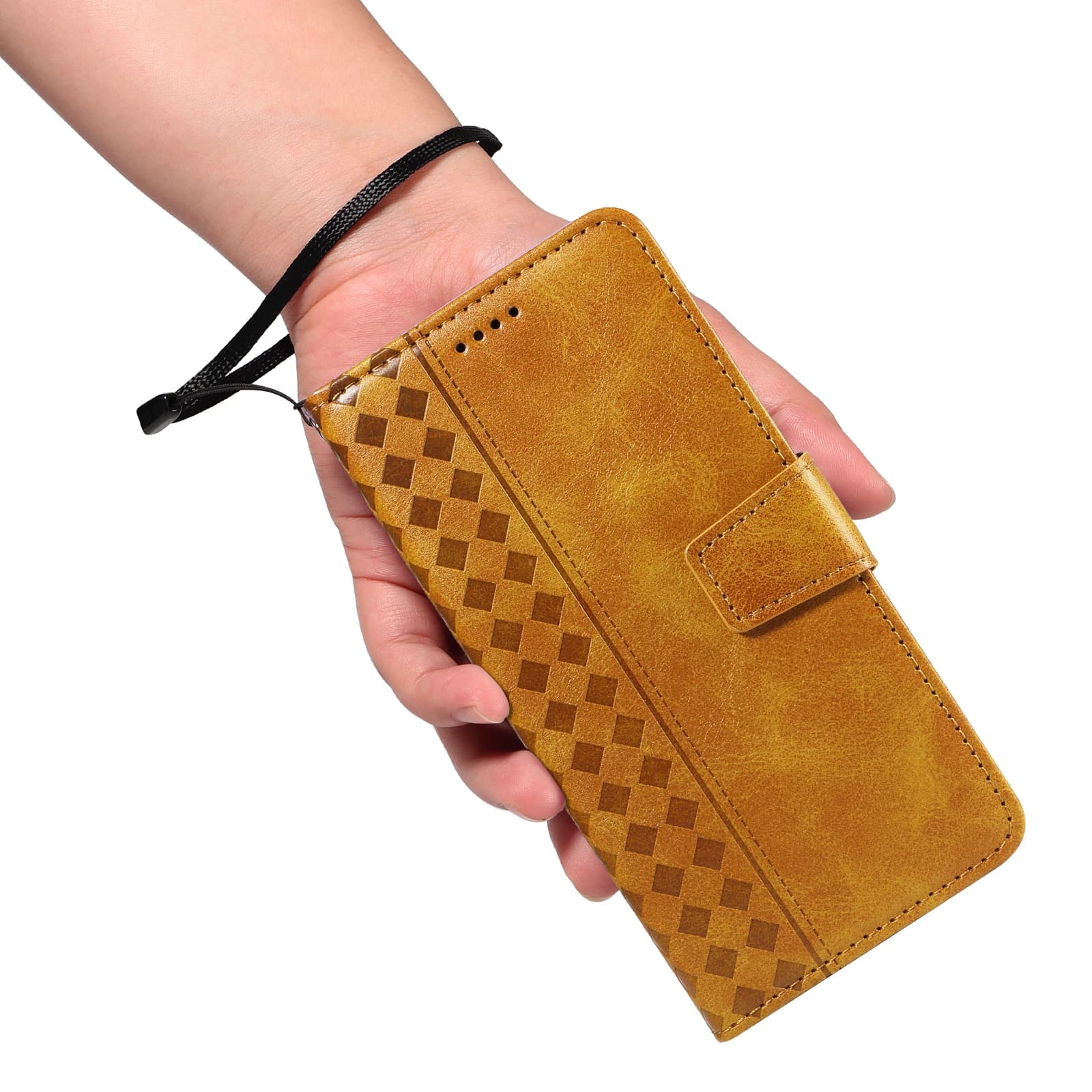 Custodia a libro in pelle con laccetto da polso RFID e 3 slot per carte, anti-caduta, per OPPO A98 A96 A95 A94 A93 A80 A79 A78 A77 A76 A74 A73