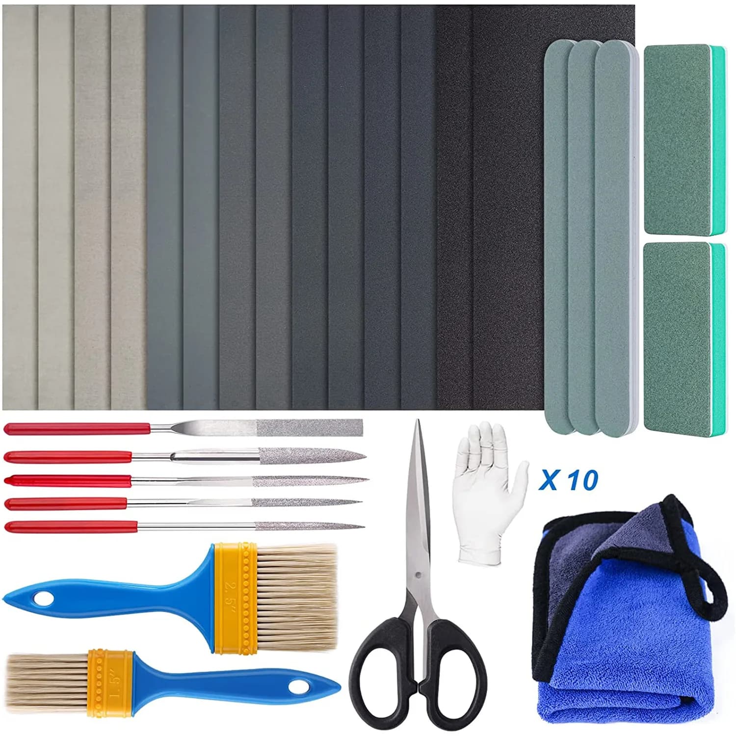 Kit di lucidatura in resina strisce lucidate blocchi forbici per carta vetrata strumento per File di stoffa per pennelli in legno per forniture per la creazione di gioielli con stampi epossidici
