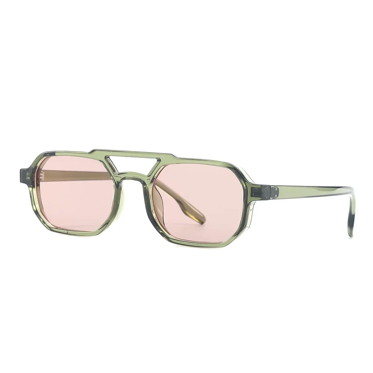 Vintage Double Bridges Woman Man Square Sunglasses Fashion Transparent Ocean Lenses Eyewear Trending Rivets Sunglasses UV400