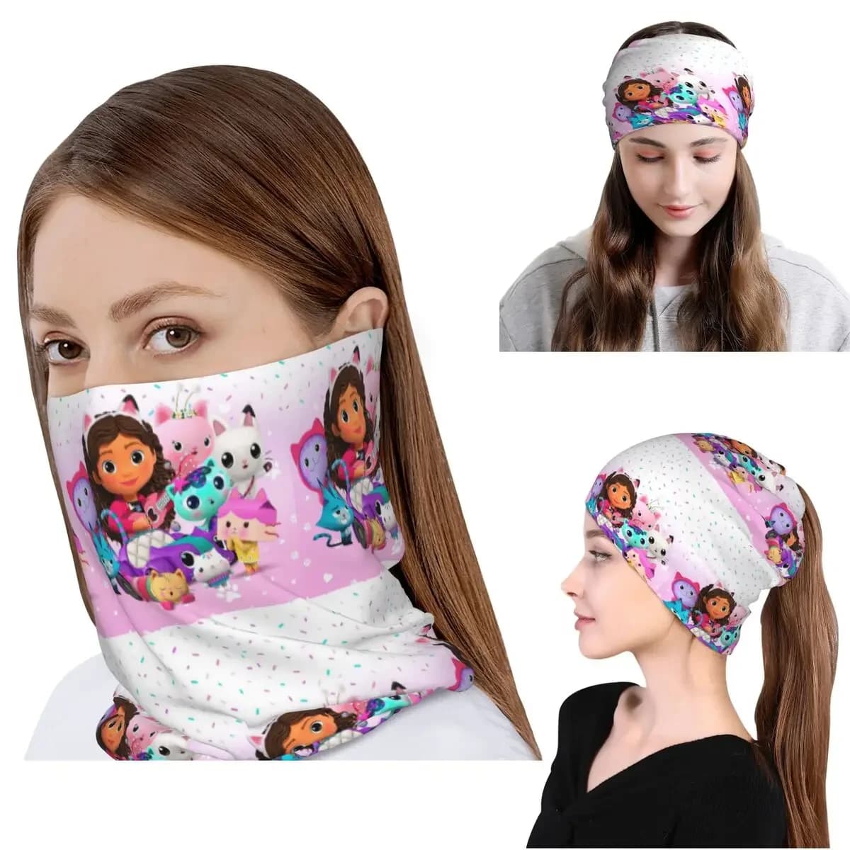 Gabbys Dollhouse Nordic Gabby Cat Pandy Paws Bandana Neck Gaiter Wrap Mask Scarf Headband Beanies Hat for Men Women Adult Winter