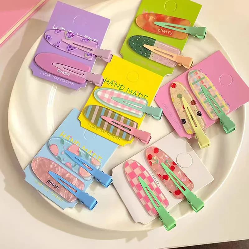 2 PZ/SET Cute Fruit Colored No Indentation Bowls For Women Girls Sweet Dances Barrettes Accessories For Fashion Hair