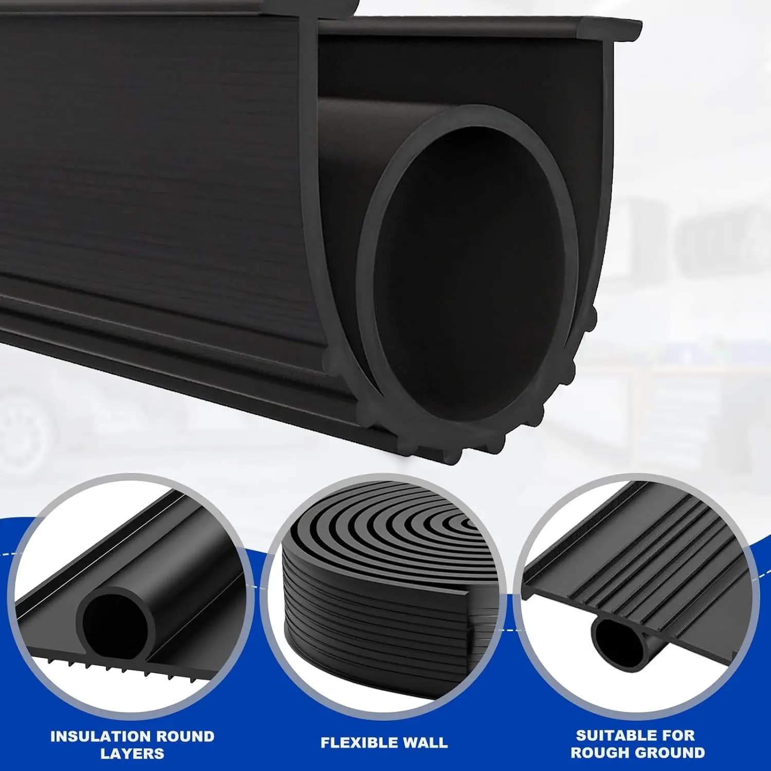 Garage Door Seals Bottom Rubber Weather Stripping Kit Seal Strip Replacement, Weatherproof Threshold Buffering Sealing Rubber