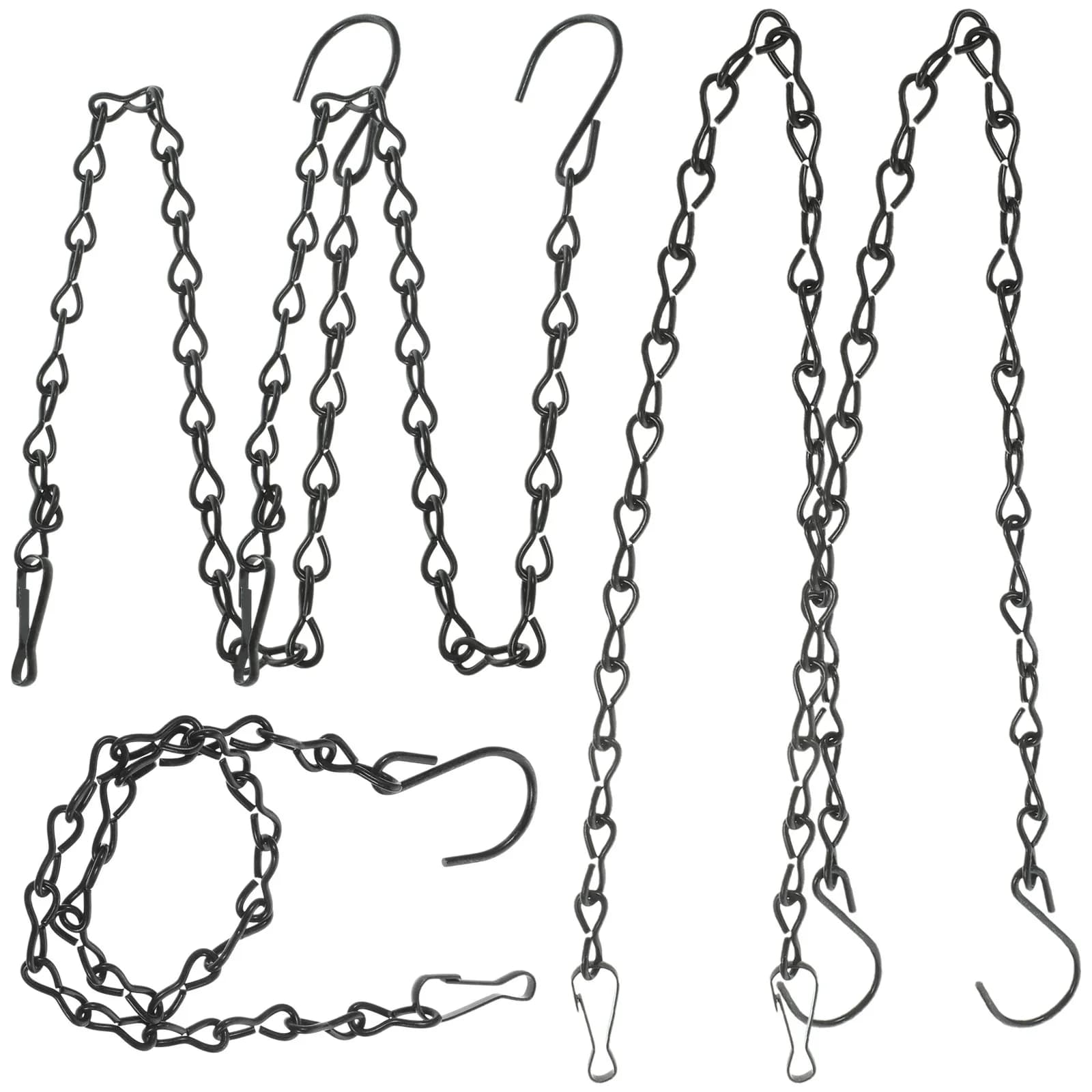 Rust-resistant hanging chain with hooks, 5 pieces, for flower baskets, pots for plants, mangers for suets, flyers, garden decorations, spare chains