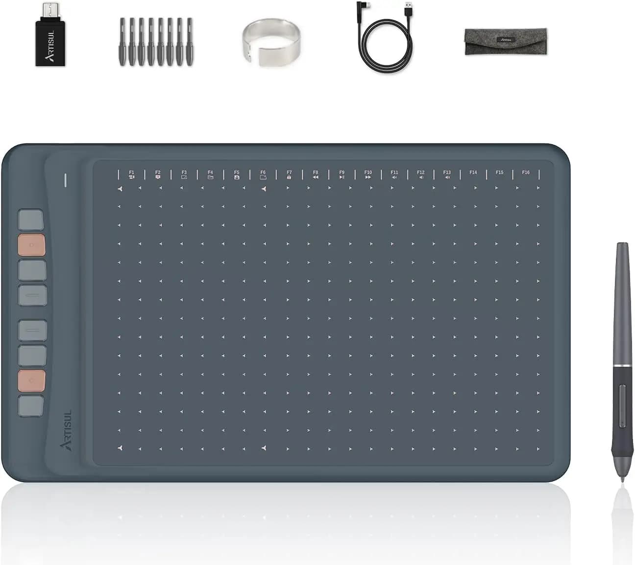 10x6 Inch Graphics Drawing Tablet with 8192 Level Battery-Free Stylus, Supports Tilt, 8 Hot Keys, Works with Win, Mac and Android
