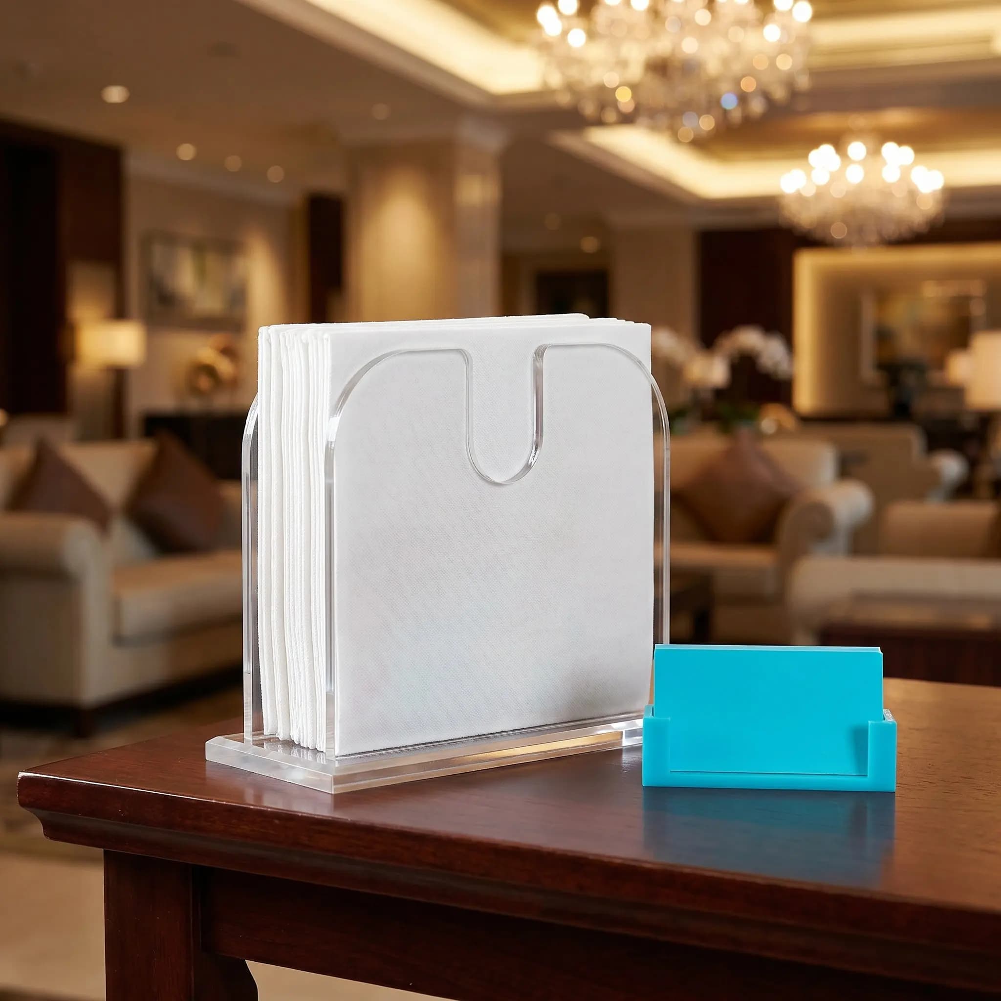 Clear Acrylic Napkin Holder Vertical Guest Towel Dispenser for Dinner Table Kitchen Bathroom Restaurant Hotel Bar Cocktail Party