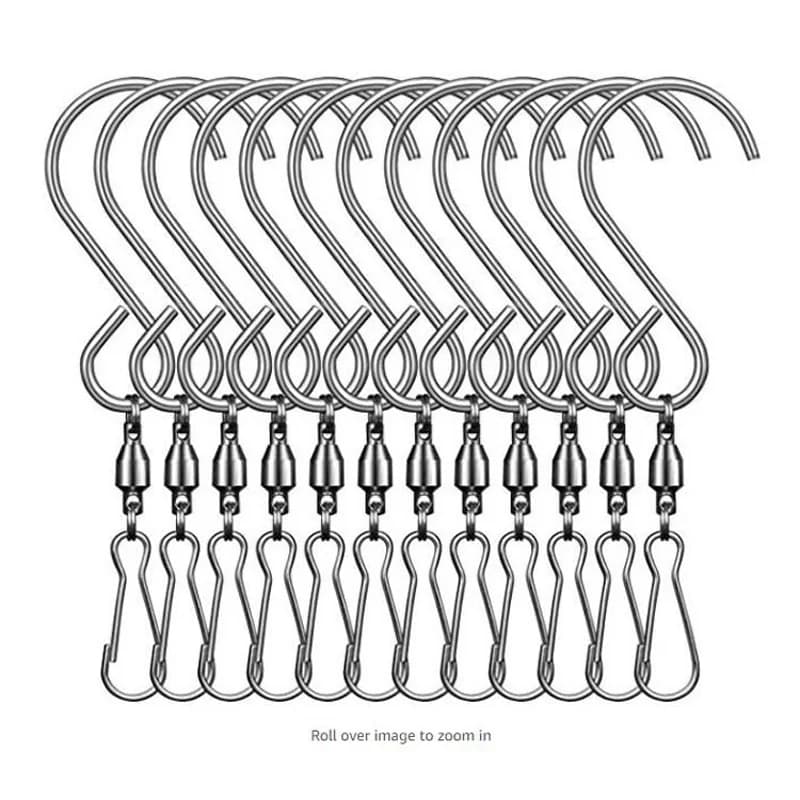 500Pcs/Lot Spinning Swivel Clips Stainless Steel S-Shaped Hooks For Wind Chimes Wind Spinners Wall Hangers Rotatable Wholesale