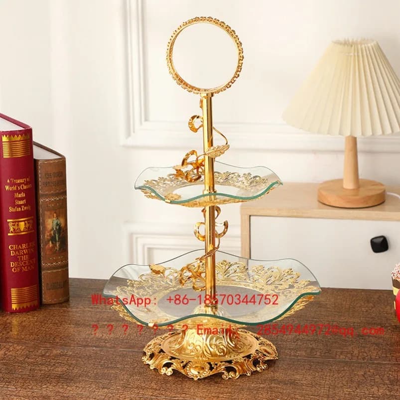 Piatto per Frutta Secca in Vetro a Doppio Strato Stile Europeo, Moderno Lusso Leggero Creativo, Ornamento di Alta Gamma per Hotel e Casa