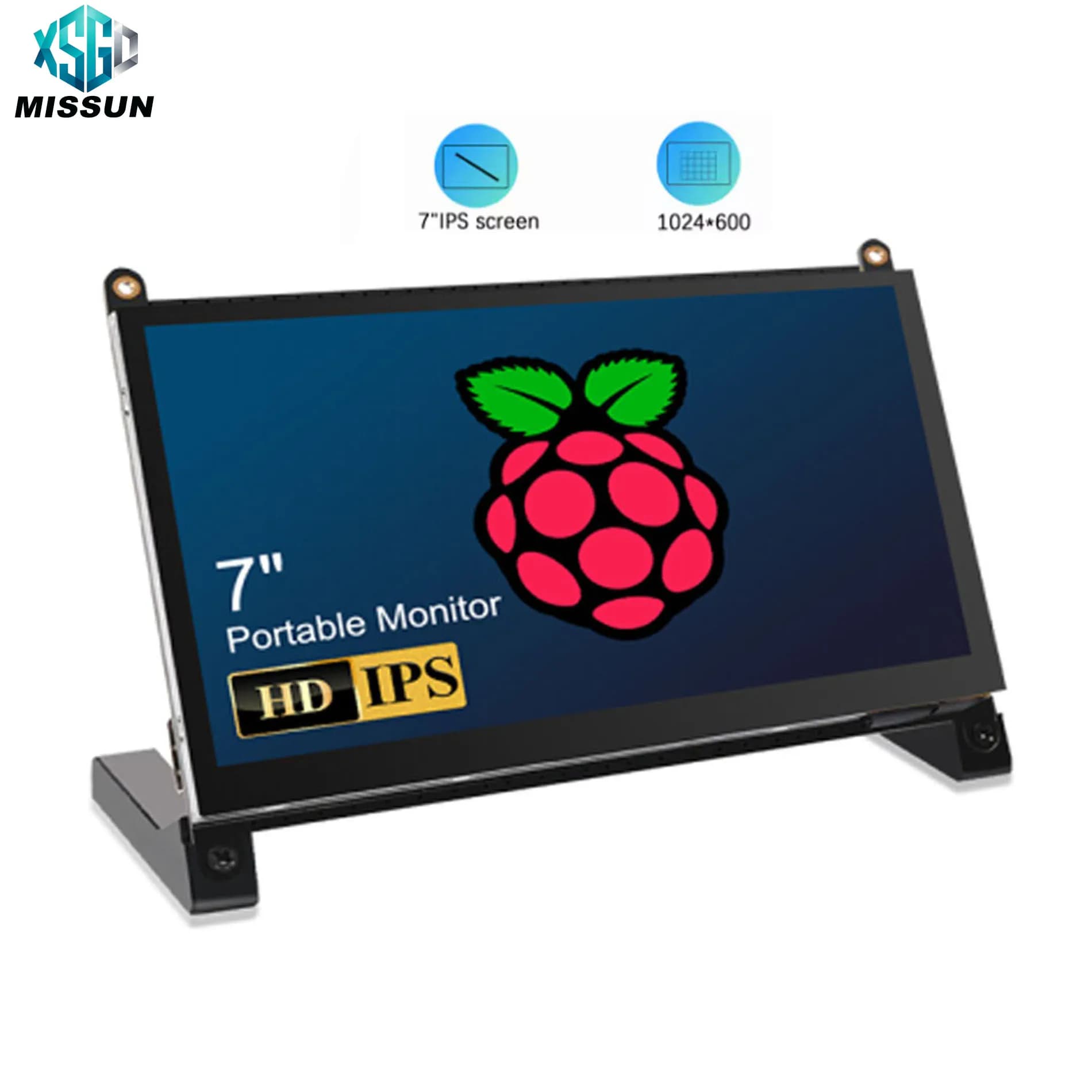 Schermo Touch da 7 Pollici 1024x600 IPS LCD con Altoparlante Opzionale per Raspberry Pi 5 4B 3B+ 3B, Schermo Secondario per Laptop e PC, Display Portatile