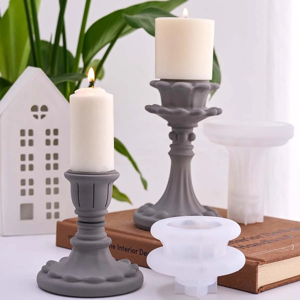 European style candle holder Silicone mold DIY Aromath Candlestick Base Gesso Resin Handmade casting molds Home decorations