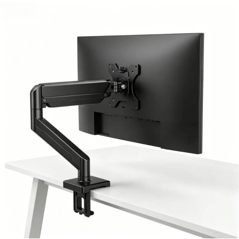 Supporto per Monitor Singolo da 14-32 Pollici, Regolabile in Altezza, con Base a Morsetto C e Passacavo, per Casa e Ufficio