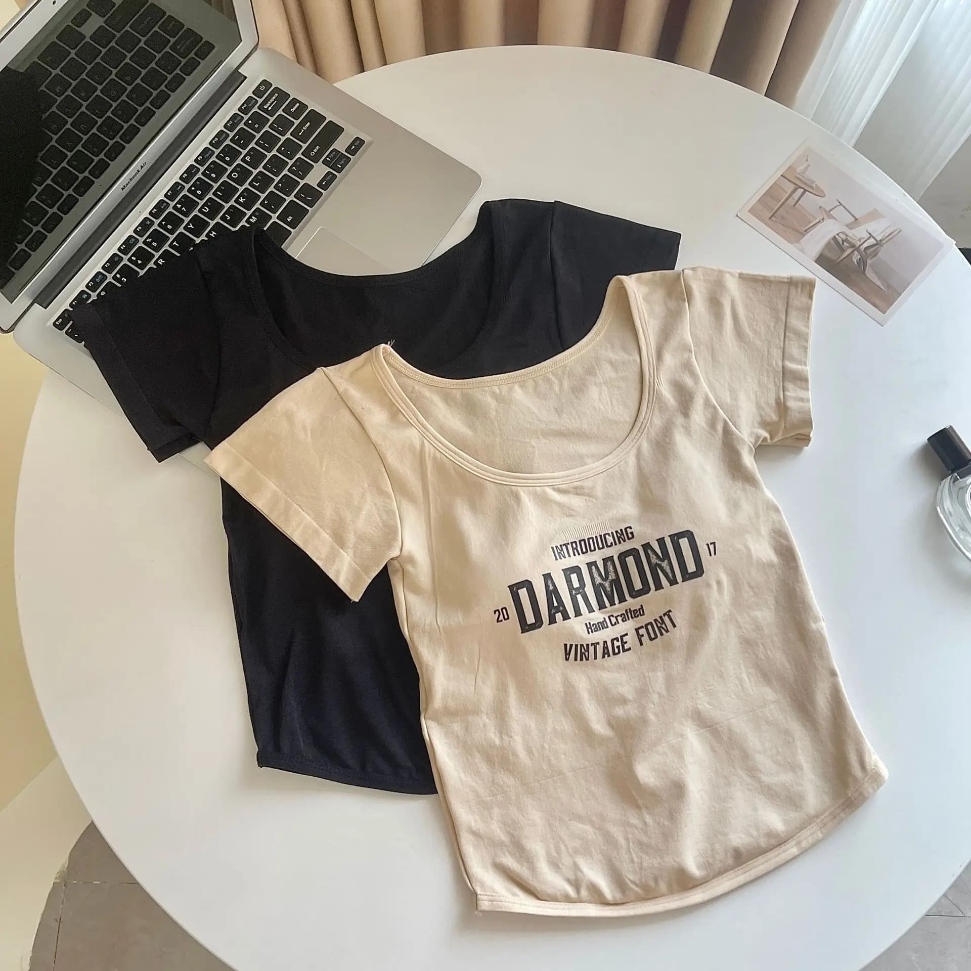 Korean Style Summer Short Sleeve T-Shirt Vest Fixed Cup Wrap Chest Outdoor Wear Base Layer Print Design Commute Fashion