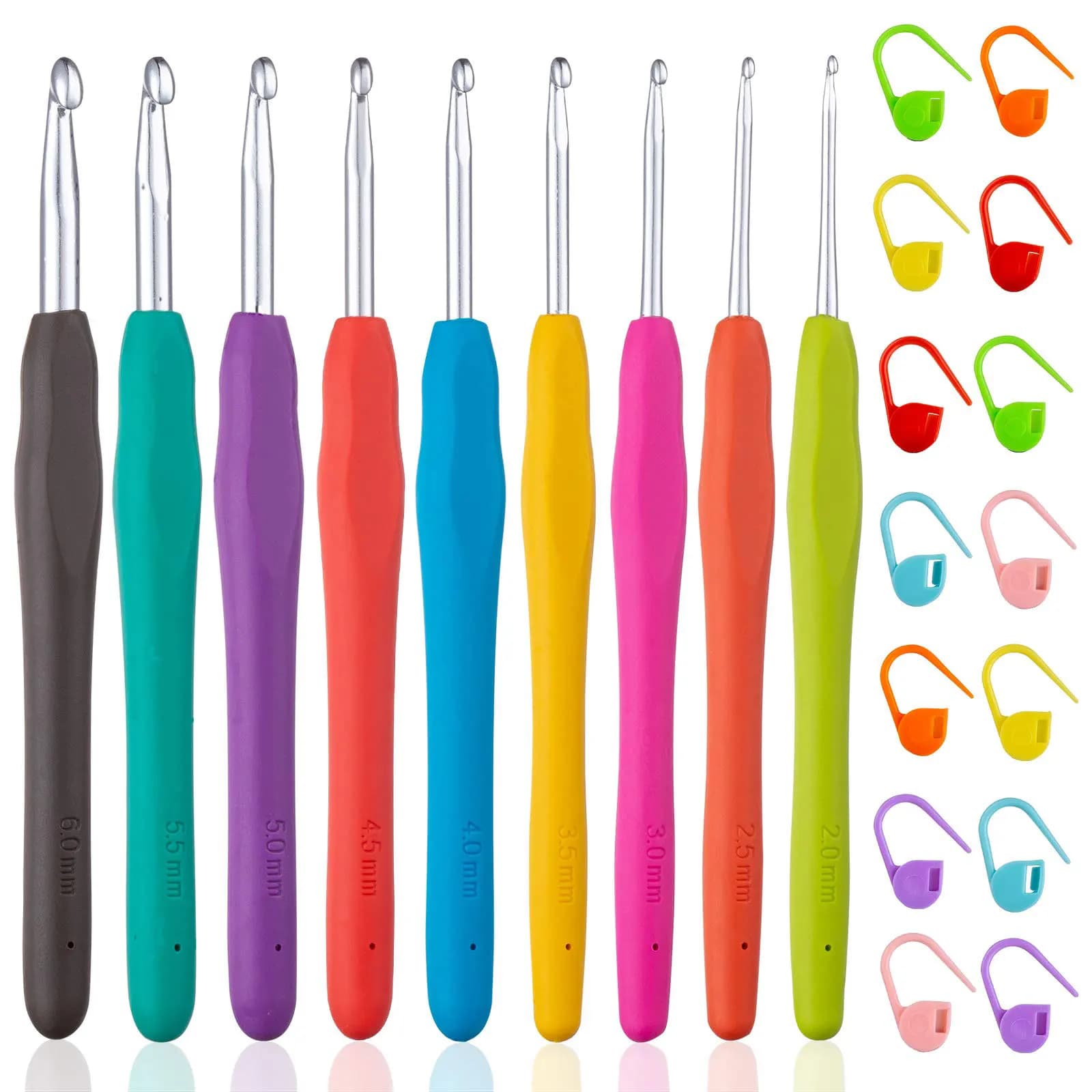 Set di uncinetti ergonomici multicolori 23/31 pezzi con custodia per mani artrite Adatto ai principianti, regali di Natale e compleanno