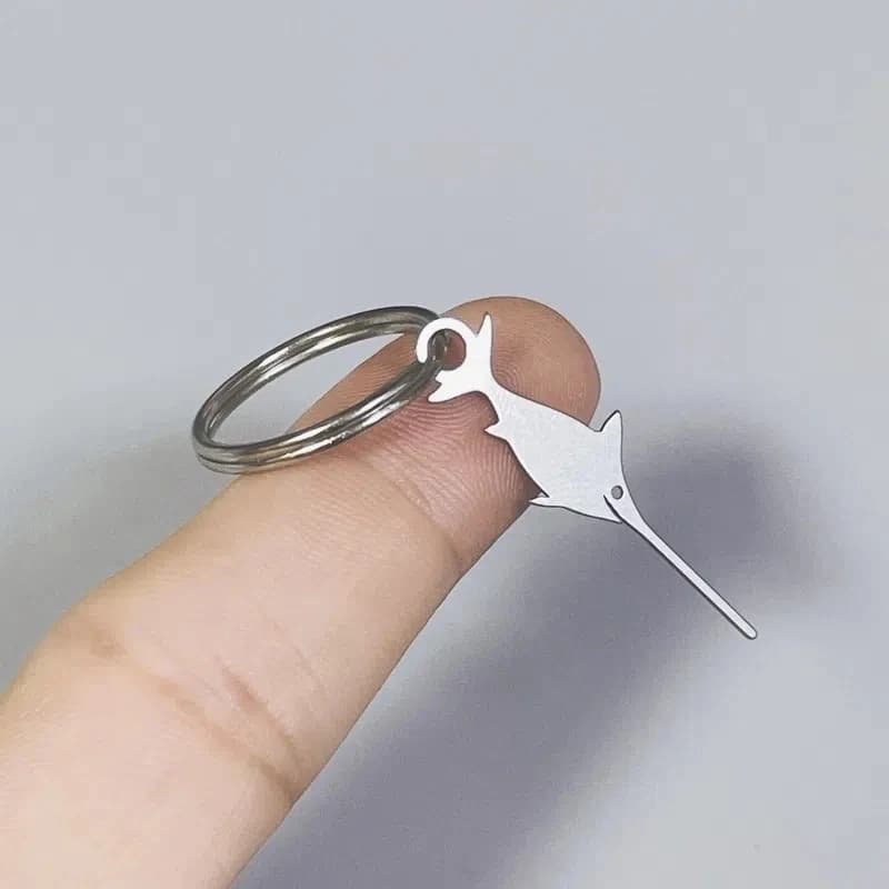 Ago in acciaio inossidabile a forma di pesce spada per smartphone Sim Card Rimozione vassoio espulsione Pin Chiave Strumento Ditale universale