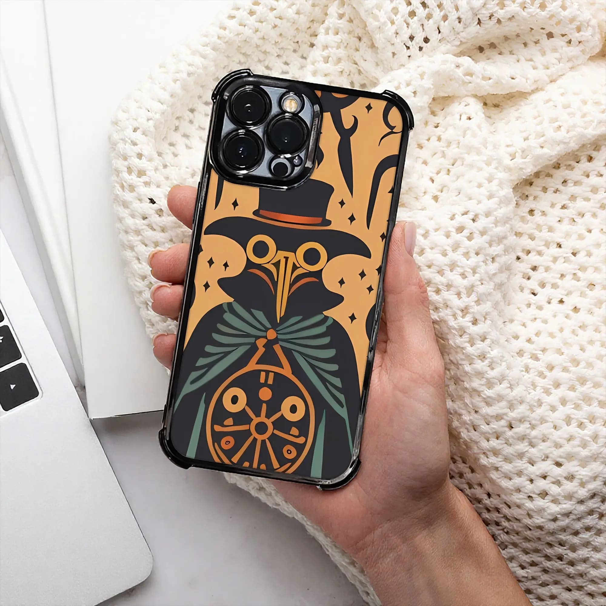 Custodia per telefono Steampunk Goth con illustrazione di medico della peste per Halloween, processo di galvanizzazione SCP Foundation, vari modelli