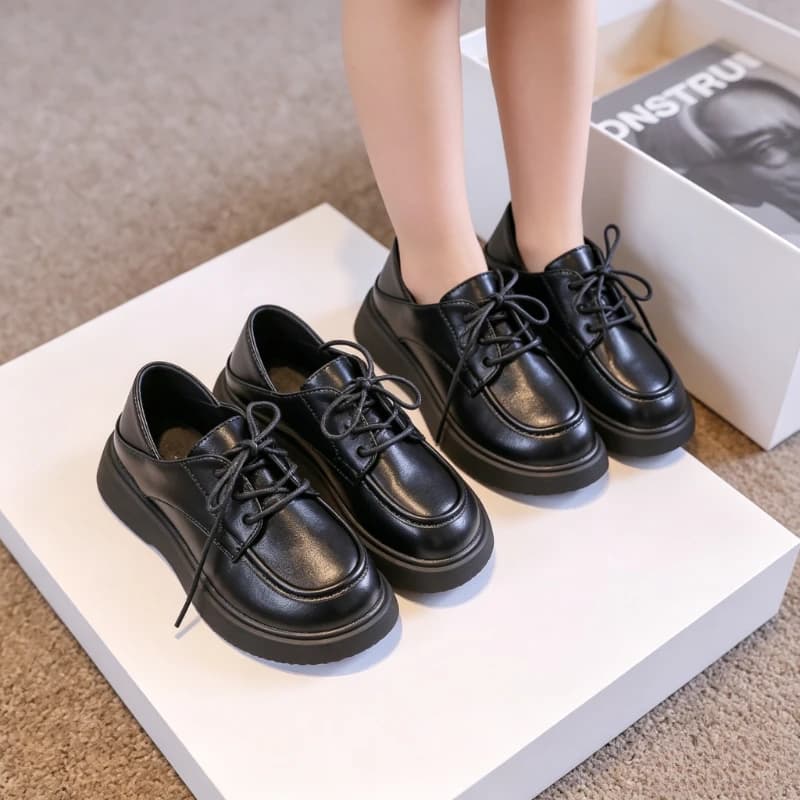 Kids Leather Shoes Classic Black Back To School Toddlers Uniform Shoes for Boy Girl Simple Children Dress Loafers Soft Non-slip