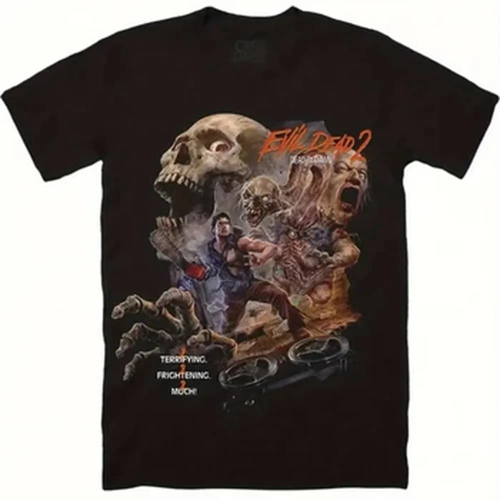 Men's Evil Dead 2 Swallow Your Soul T-Shirt Official Horror Movie Merch with Iconic Zombie Skull Design Casual Round Neck Tee